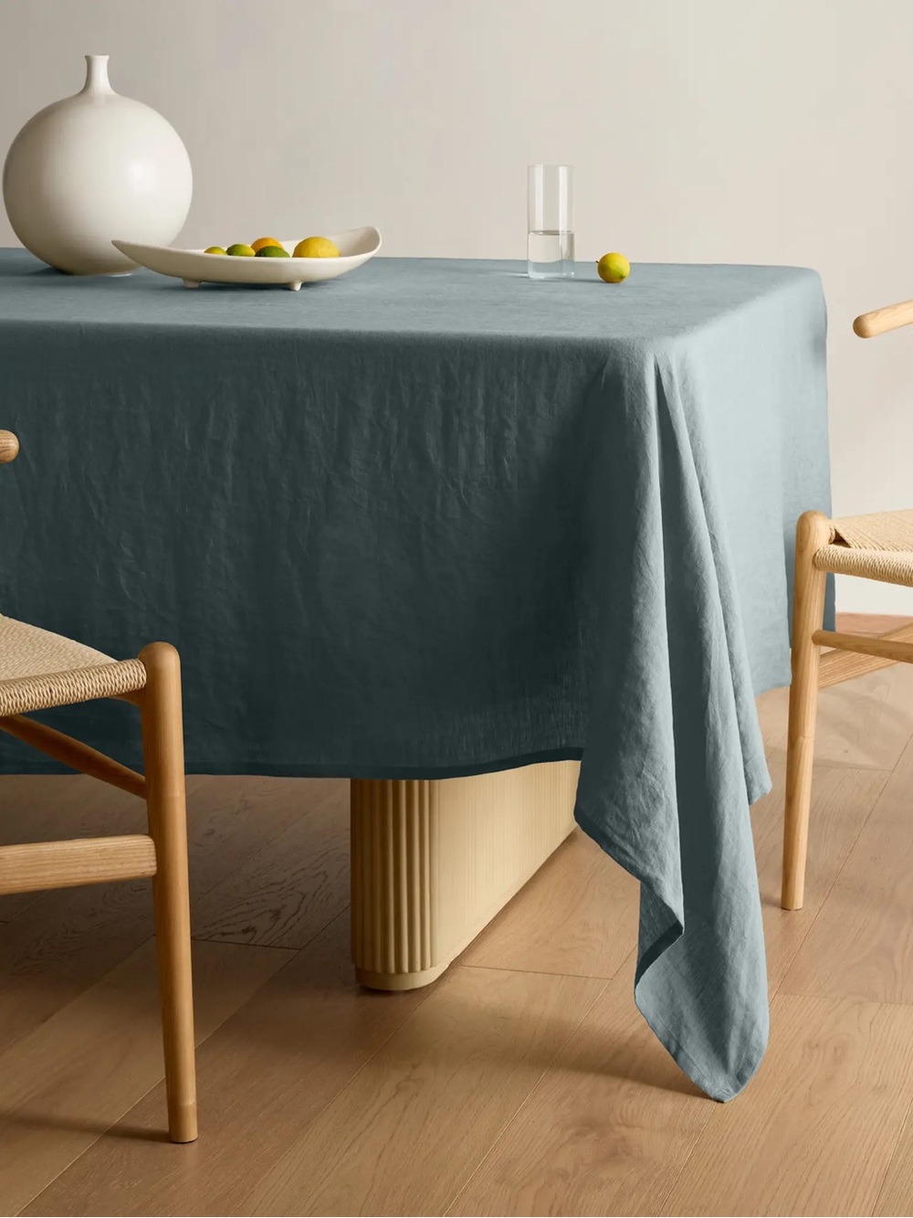 Quince European Linen Tablecloth Ocean Blue 70x90 New Never Used
